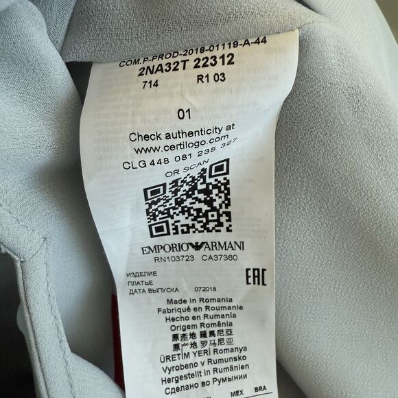 Emporio Armani Silk Midi Dress in Light Blue Size 44 - Picture 7 of 10